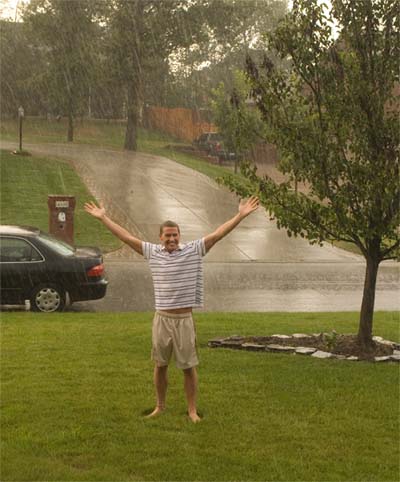 Beau's First Rainfall!