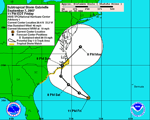 Gabrielle Path Forecast