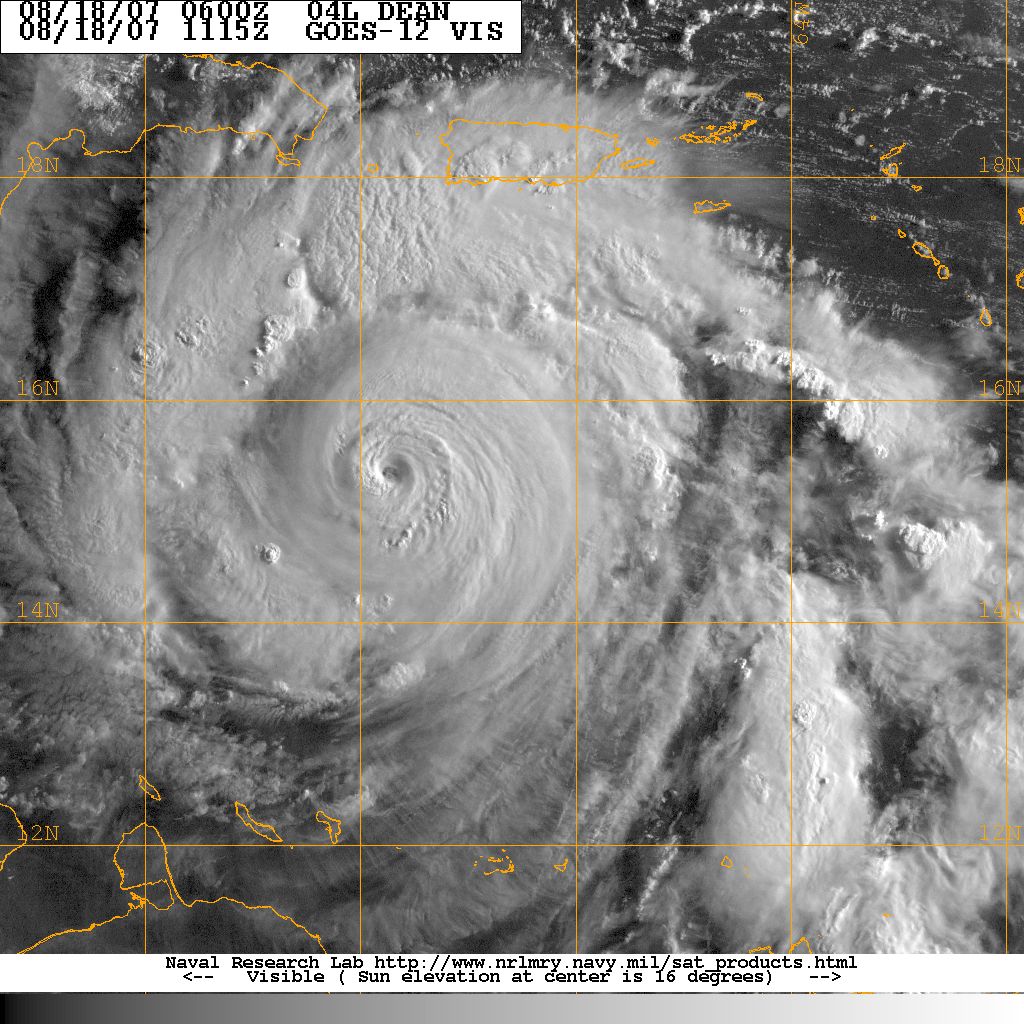 Large August 18th Image of Hurricane Dean - Morning Light