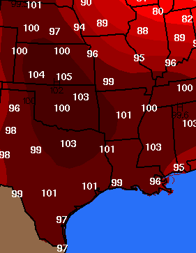 Monday High Temperatrue Forecast