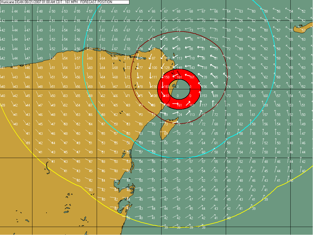 Dean Striking the Yucutan - August 18th Forecast