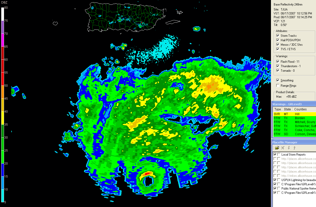 Hurricane Dean - August 18th - Puerto Rico Radar